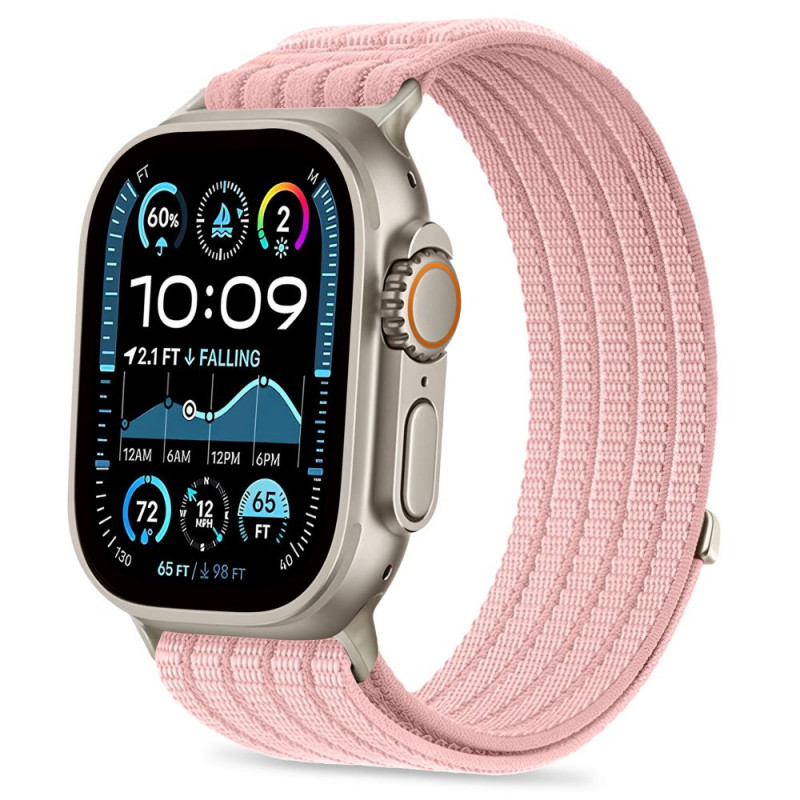 Tech-Protect Nylon Sport bandje voor Apple Watch 44/45/46/49 mm, lichtroze