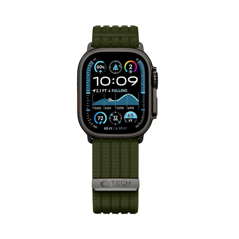 Tech-Protect Nylon Sport bandje voor Apple Watch 44/45/46/49 mm, donkergroen