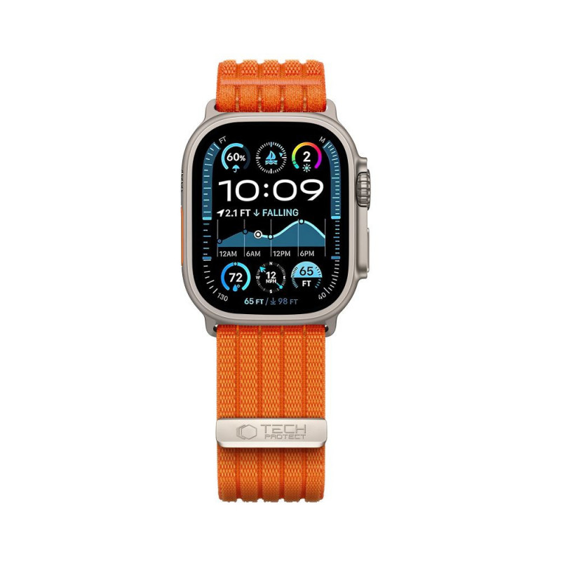 Tech-Protect Nylon Sport bandje voor Apple Watch 44/45/46/49 mm, oranje