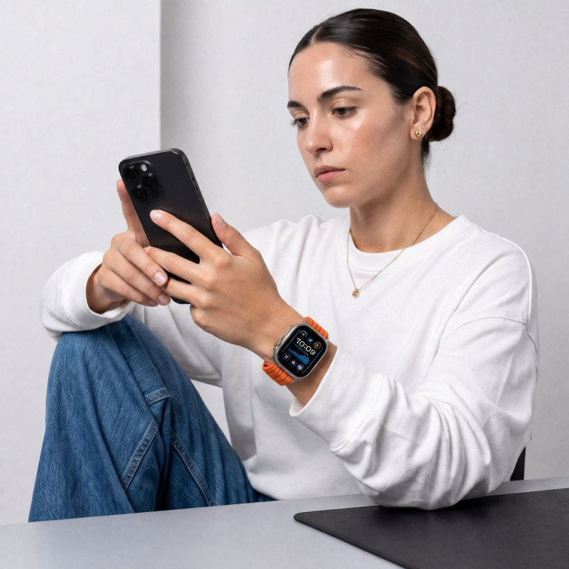 Tech-Protect Nylon Sport bandje voor Apple Watch 44/45/46/49 mm, oranje