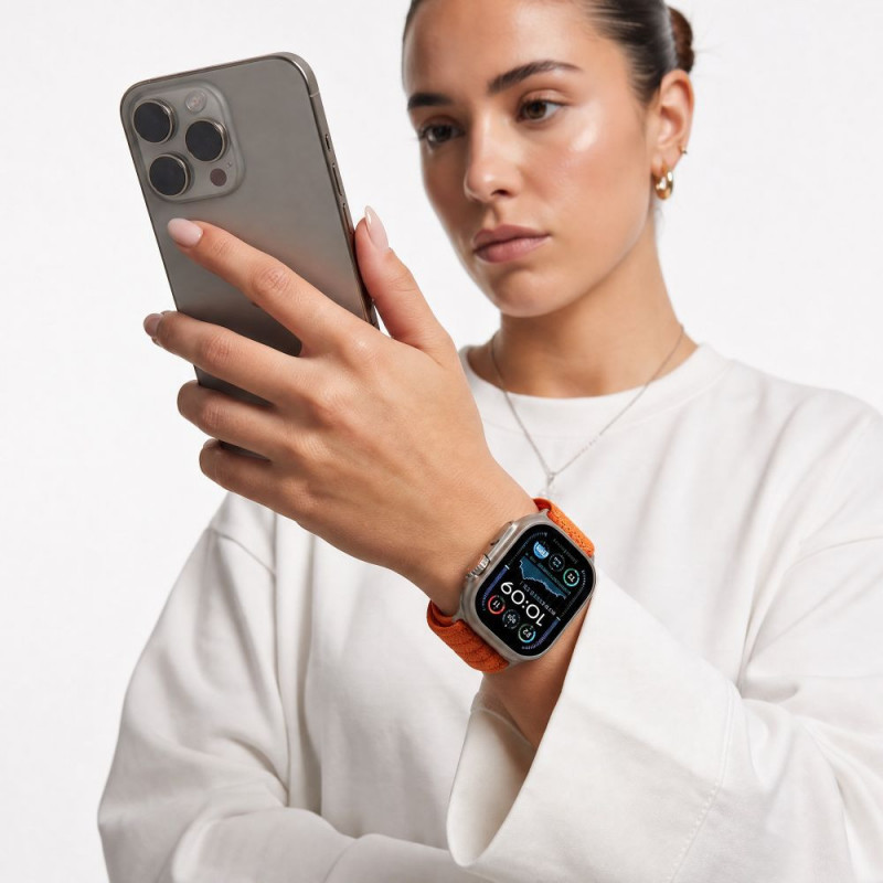 Tech-Protect Nylon Sport bandje voor Apple Watch 44/45/46/49 mm, oranje