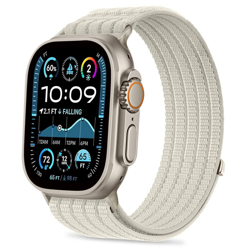 Tech-Protect Nylon Sport bandje voor Apple Watch 8 / 9 / 10 / 11 / SE / Ultra 44 / 45 / 46 / 49 mm, Starlight