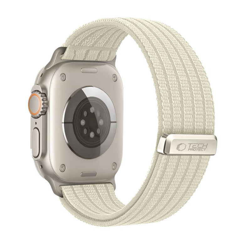 Tech-Protect Nylon Sport bandje voor Apple Watch 8 / 9 / 10 / 11 / SE / Ultra 44 / 45 / 46 / 49 mm, Starlight