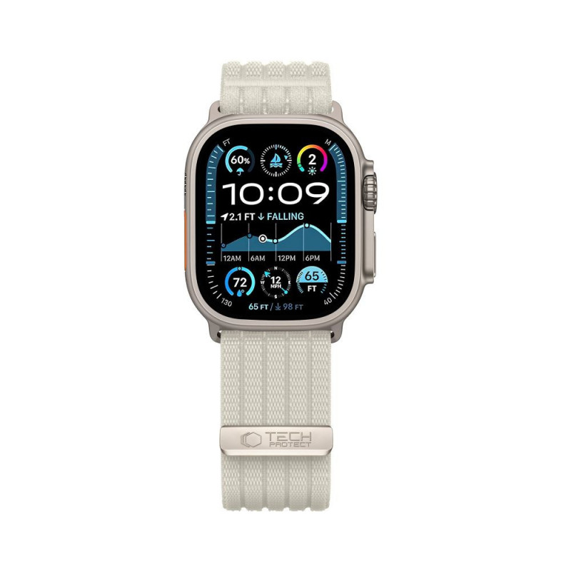 Tech-Protect Nylon Sport bandje voor Apple Watch 8 / 9 / 10 / 11 / SE / Ultra 44 / 45 / 46 / 49 mm, Starlight