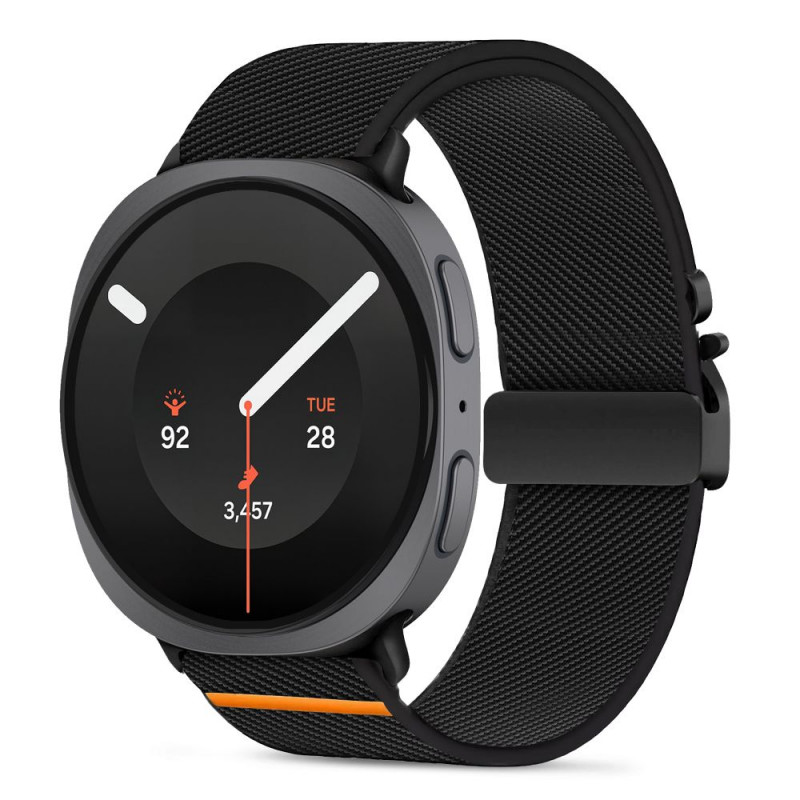 Tech-Protect Nylon Clasp horlogebandje voor Samsung Galaxy Watch 8 / 9 / Classic 40 / 44 / 46 mm, zwart