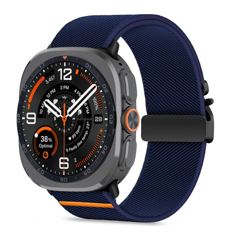 Tech-Protect Nylon Clasp horlogebandje voor Samsung Galaxy Watch Ultra 1 / 2 2024-2026 47 mm, marineblauw