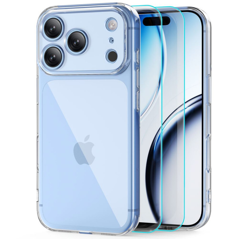 Tech-Protect FlexAir + Glass hoesje met gehard glas (2 st.) voor Apple iPhone 17 Pro / 18 Pro, transparant