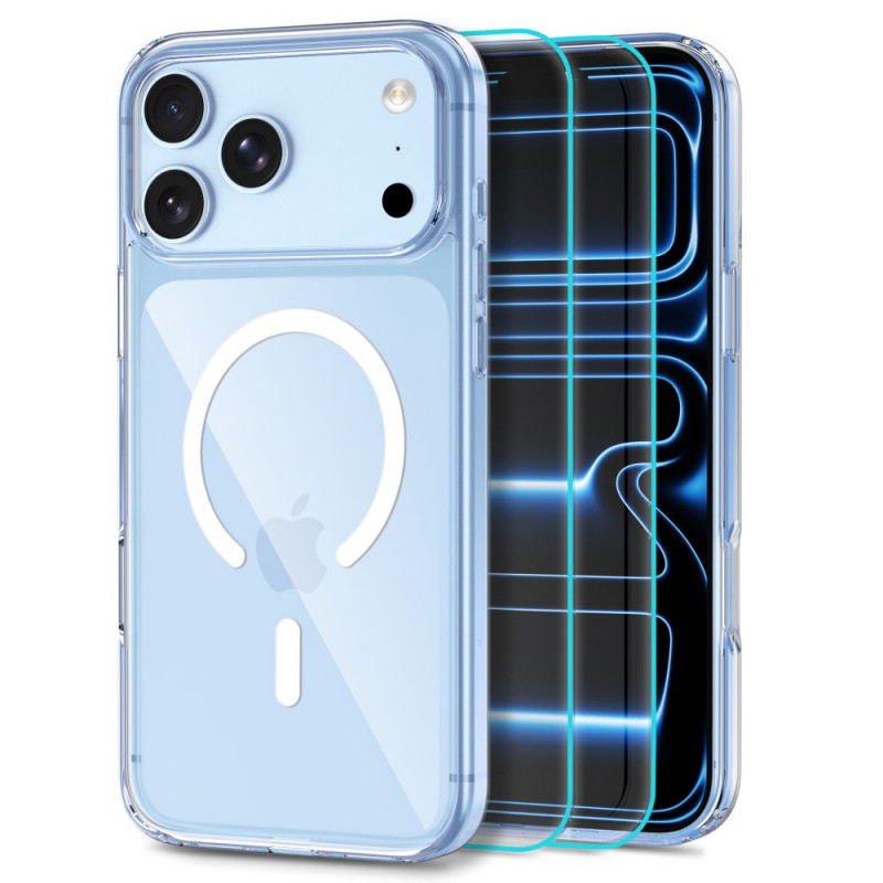 Tech-Protect FlexAir Hybrid MagSafe hoesje met gehard glas (2 st.) voor Apple iPhone 17 Pro / 18 Pro, transparant
