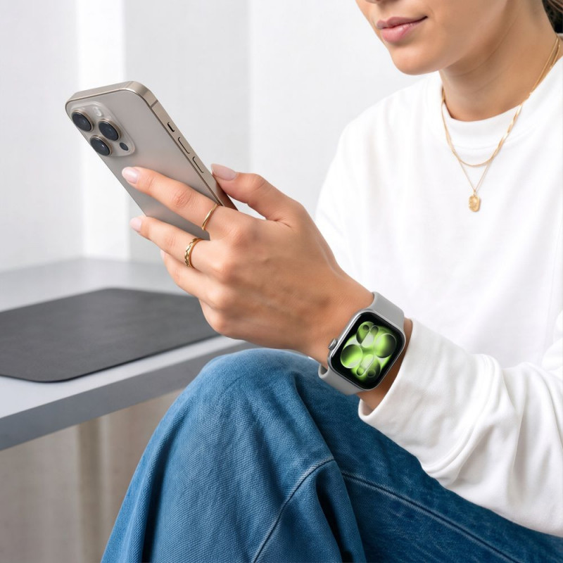 Tech-Protect Silicone bandje voor Apple Watch 8/9/10/11/12/SE 40/41/42 mm, grijs