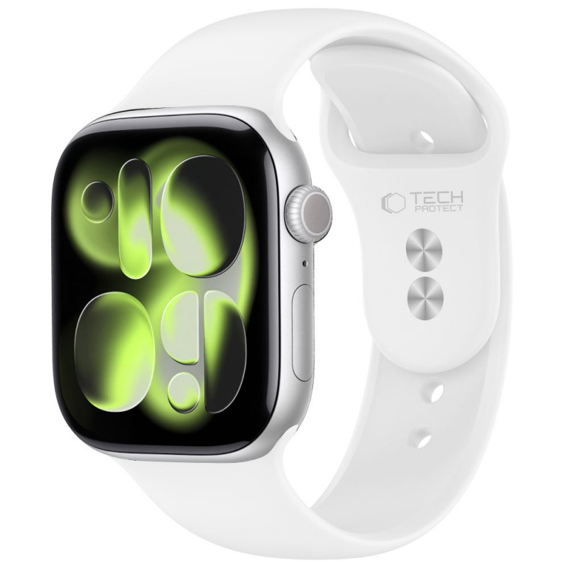 Tech-Protect Silicone bandje voor Apple Watch 8/9/10/11/12/SE 40/41/42 mm, wit