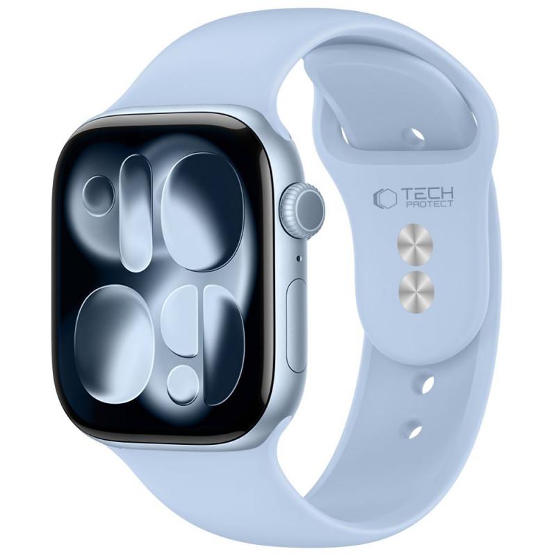 Tech-Protect Silicone bandje voor Apple Watch 8/9/10/11/12/SE 40/41/42 mm, lichtblauw