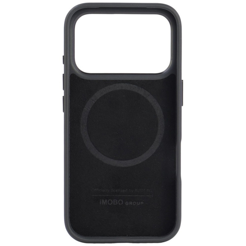 Audi R8 Genuine Leather MagSafe hoesje van echt leer voor iPhone 18 Pro / 17 Pro, zwart en rood (AUDI000239)