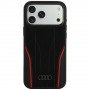 Audi R8 Genuine Leather MagSafe hoesje van echt leer voor iPhone 18 Pro Max / 17 Pro Max, zwart en rood (AUDI000240)