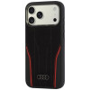 Audi R8 Genuine Leather MagSafe hoesje van echt leer voor iPhone 18 Pro Max / 17 Pro Max, zwart en rood (AUDI000240)