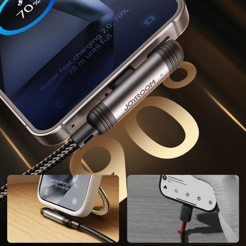 Joyroom EnjoyX Series S-A56 90° USB-C - USB-C-kabel, 60 W, 480 Mbps, 1,2 m, zwart