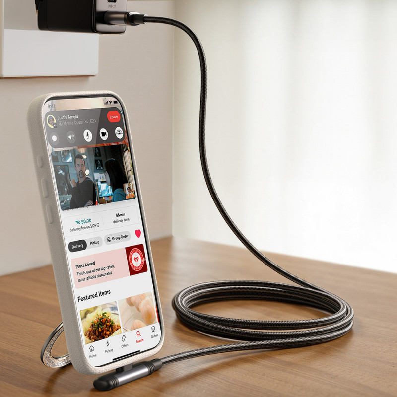 Joyroom EnjoyX Series S-A56 90° USB-C - USB-C-kabel, 60 W, 480 Mbps, 1,2 m, zwart