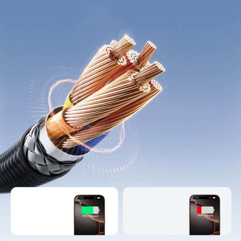 Joyroom Flash Series S-A28 USB-C - USB-C-kabel, 60 W, 480 Mbps, 1 m, zwart