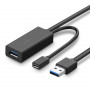 UGREEN US175 USB 3.0-verlengkabel met micro USB-voedingspoort, 5 m, zwart