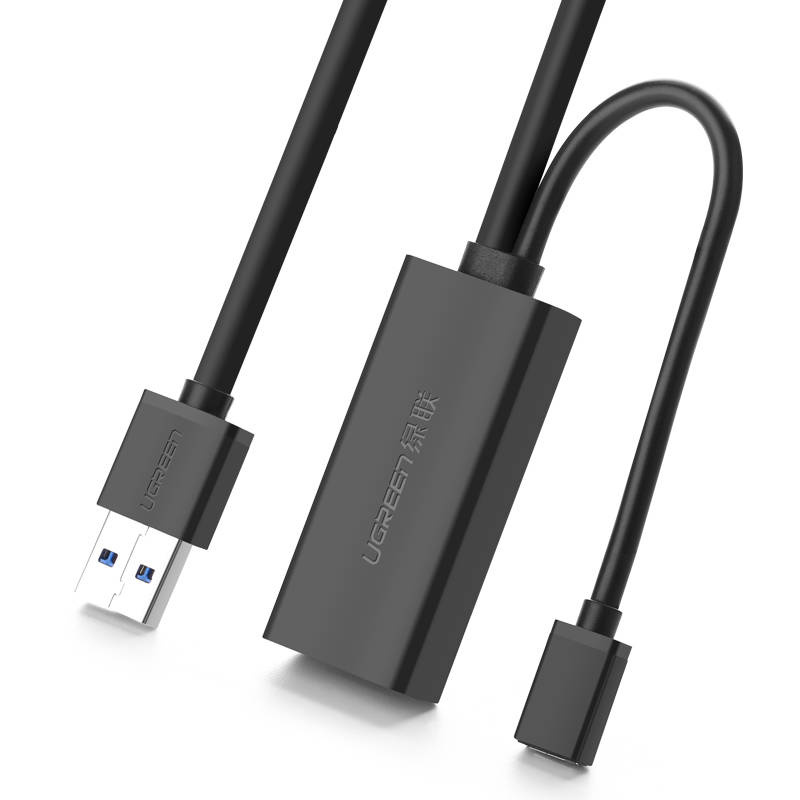 UGREEN US175 USB 3.0-verlengkabel met micro USB-voedingspoort, 5 m, zwart
