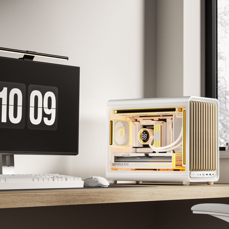 Jonsbo D33 Wood pc-behuizing, minibehuizing, mATX, gehard glas, wit, hout (D33 WD/WHITE)