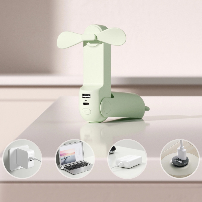 Jisulife Life8 Plus (Handheld Fan) draagbare ventilator met powerbankfunctie en zaklamp, 4500 mAh, USB-C, groen
