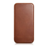 iCarer CE Oil Wax Premium Leather Folio Case magnetisch flipcase voor iPhone 14 Plus, MagSafe, bruin (AKI14220707-BN)