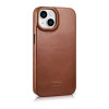 iCarer CE Oil Wax Premium Leather Folio Case magnetisch flipcase voor iPhone 14 Plus, MagSafe, bruin (AKI14220707-BN)