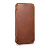 iCarer CE Oil Wax Premium Leather Folio Case magnetisch flipcase voor iPhone 14 Plus, MagSafe, bruin (AKI14220707-BN)