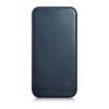 iCarer CE Oil Wax Premium Leather Folio Case magnetisch flipcase voor iPhone 14 Plus, MagSafe, blauw (AKI14220707-BU)