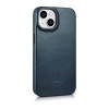 iCarer CE Oil Wax Premium Leather Folio Case magnetisch flipcase voor iPhone 14 Plus, MagSafe, blauw (AKI14220707-BU)