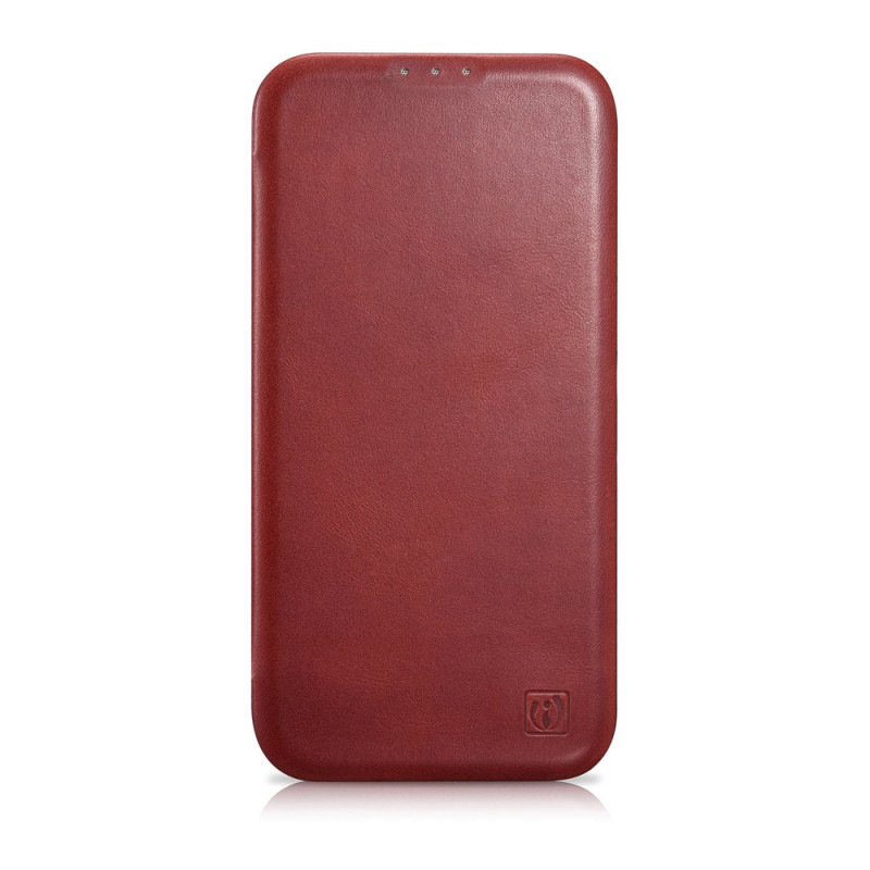 iCarer CE Oil Wax Premium Leather Folio Case magnetisch flipcase voor iPhone 14 Plus, MagSafe, rood (AKI14220707-RD)