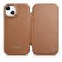 iCarer CE Premium Leather Folio Case magnetisch flipcase voor iPhone 14 Plus, MagSafe, bruin (WMI14220715-BN)