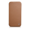iCarer CE Premium Leather Folio Case magnetisch flipcase voor iPhone 14 Plus, MagSafe, bruin (WMI14220715-BN)