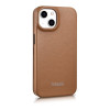 iCarer CE Premium Leather Folio Case magnetisch flipcase voor iPhone 14 Plus, MagSafe, bruin (WMI14220715-BN)
