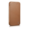 iCarer CE Premium Leather Folio Case magnetisch flipcase voor iPhone 14 Plus, MagSafe, bruin (WMI14220715-BN)