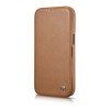 iCarer CE Premium Leather Folio Case magnetisch flipcase voor iPhone 14 Plus, MagSafe, bruin (WMI14220715-BN)
