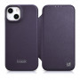 iCarer CE Premium Leather Folio Case magnetisch flipcase voor iPhone 14 Plus, MagSafe, donkerpaars (WMI14220715-DP)