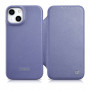 iCarer CE Premium Leather Folio Case leren flipcase voor Apple iPhone 14 Plus / 15 Plus, MagSafe, lichtpaars (ICR413)