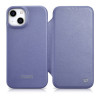 iCarer CE Premium Leather Folio Case leren flipcase voor Apple iPhone 14 Plus / 15 Plus, MagSafe, lichtpaars (ICR413)