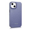 iCarer CE Premium Leather Folio Case leren flipcase voor Apple iPhone 14 Plus / 15 Plus, MagSafe, lichtpaars (ICR413)