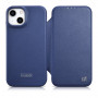iCarer CE Premium Leather Folio Case magnetisch flipcase voor iPhone 14 Plus, MagSafe, blauw (WMI14220715-BU)