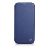 iCarer CE Premium Leather Folio Case magnetisch flipcase voor iPhone 14 Plus, MagSafe, blauw (WMI14220715-BU)