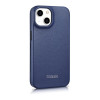 iCarer CE Premium Leather Folio Case magnetisch flipcase voor iPhone 14 Plus, MagSafe, blauw (WMI14220715-BU)