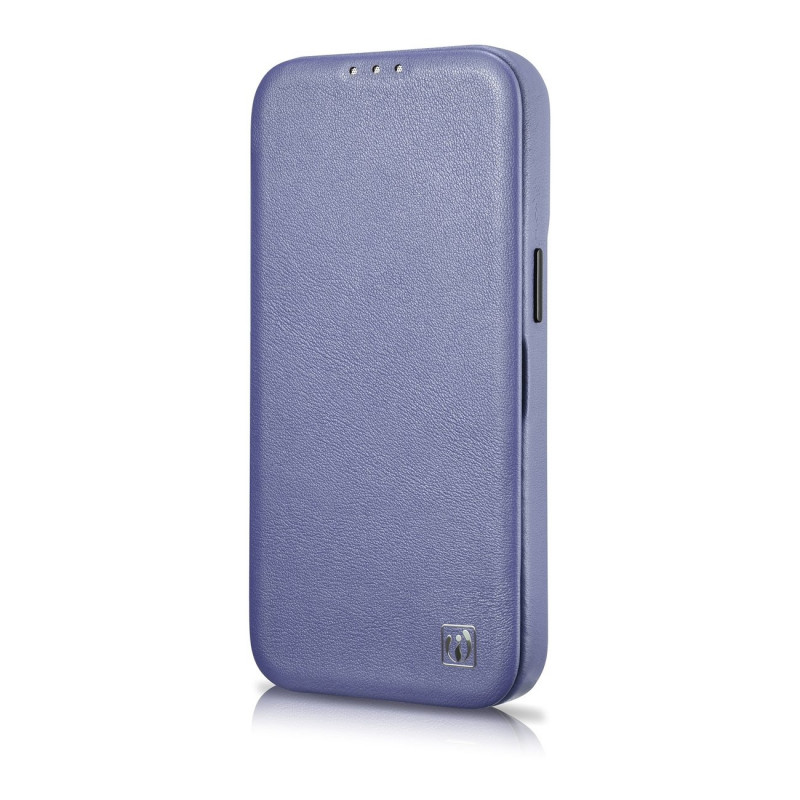 iCarer CE Premium Leather Folio Case leren flipcase voor Apple iPhone 14 Pro Max, MagSafe, lichtpaars (ICR419)