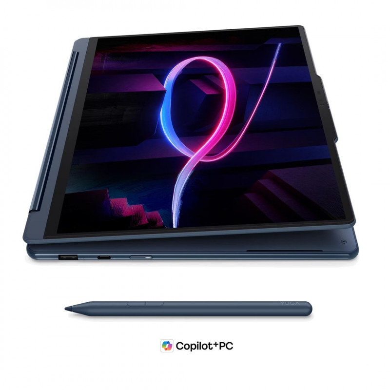 Lenovo Yoga 9i 2-in-1 Aura Edition 14IPH11 83SE001XPB laptop, 14" 2,8K OLED-aanraakscherm, Intel Core Ultra 7 355, 32 GB RAM, 512 GB SSD, blauw