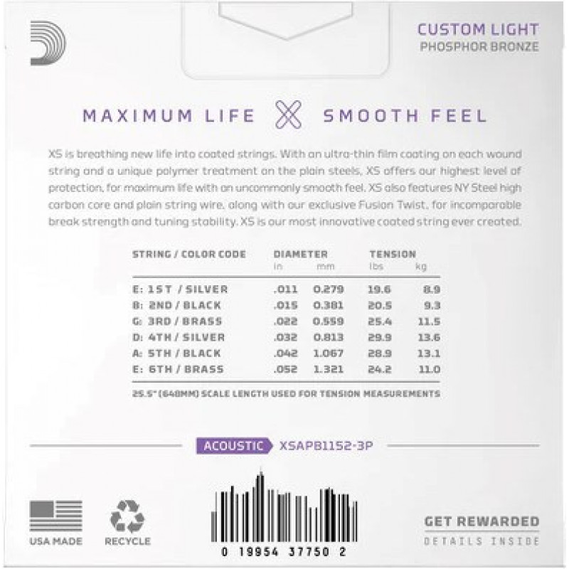 D'Addario XSAPB1152 snaren voor akoestische gitaar, 11–52
