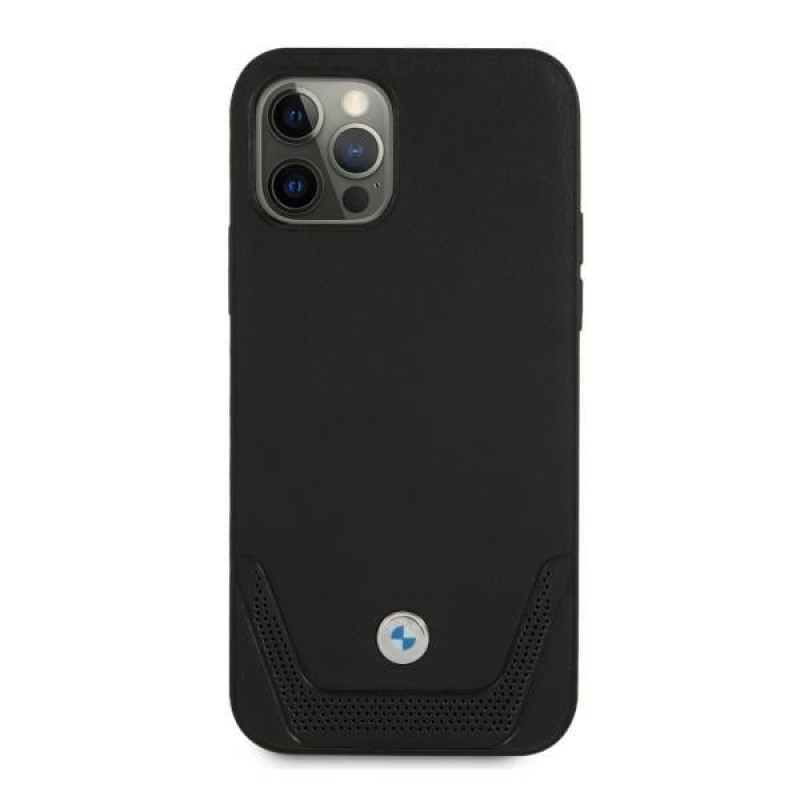 BMW BMHCP12LRSWPK Perforate leren hardcase voor Apple iPhone 12 Pro Max, zwart