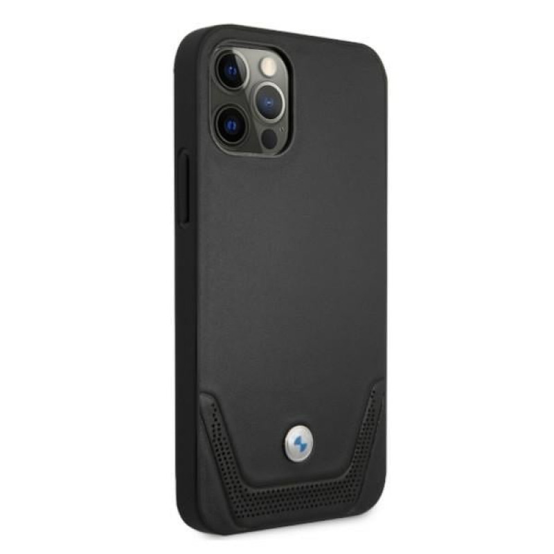 BMW BMHCP12LRSWPK Perforate leren hardcase voor Apple iPhone 12 Pro Max, zwart