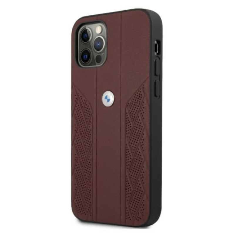 BMW BMHCP12MRSPPR Curve Perforate leren hardcase voor Apple iPhone 12 / 12 Pro, rood