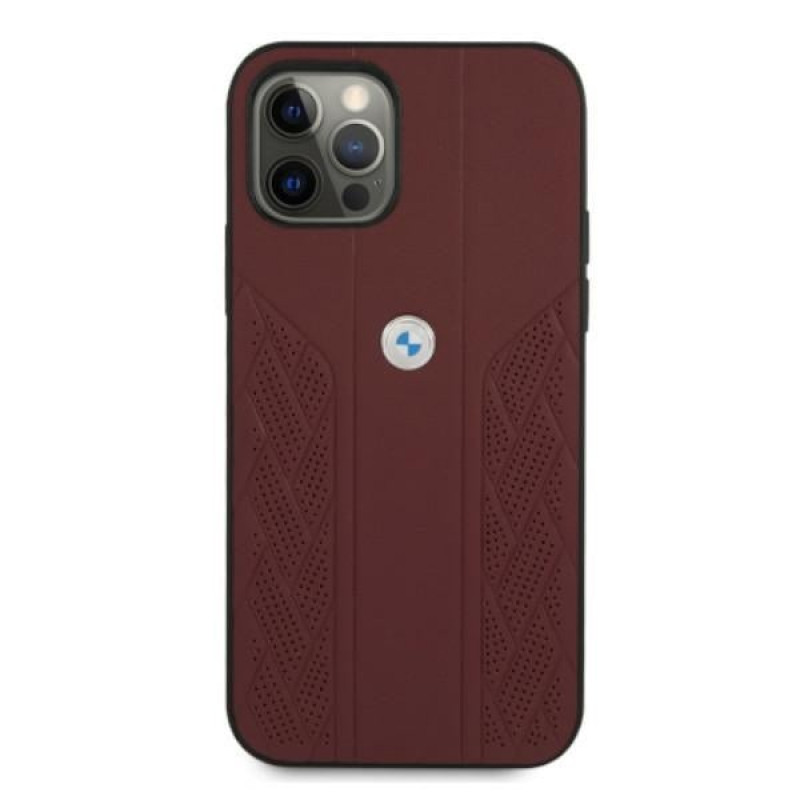 BMW BMHCP12MRSPPR Curve Perforate leren hardcase voor Apple iPhone 12 / 12 Pro, rood